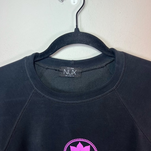 NUX Womens Sleek Sweat Ultra Soft Pullover Crew Neck Sweatshirt Black Yoga Small - Picture 3 of 14